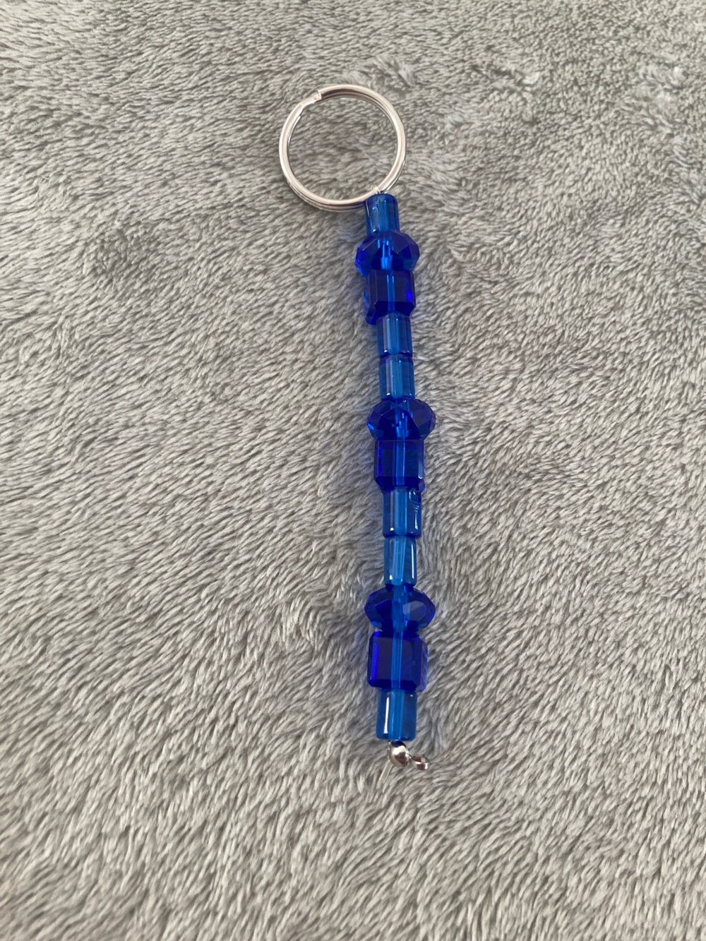 Blue glass bead keychain 2